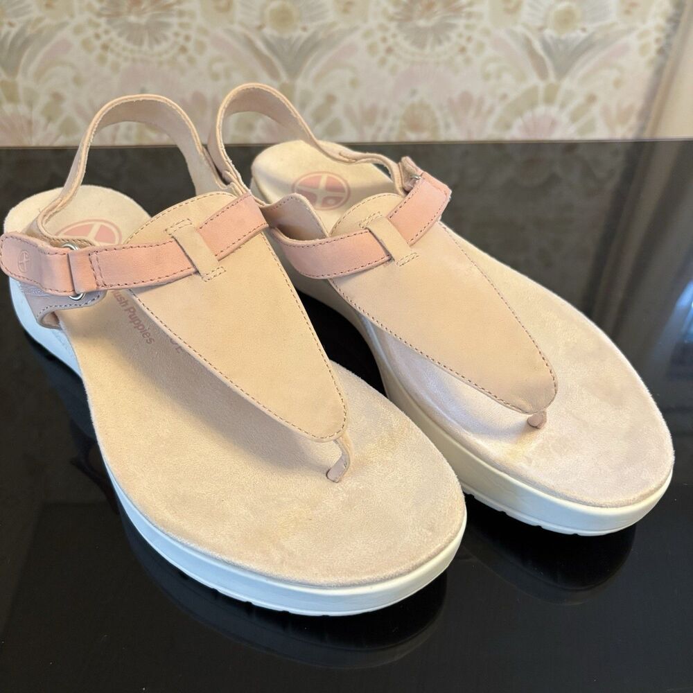 Hush‎ Puppies Women's Breathe Toe Post Leather Sandals Dusty Pink 11 Supportive